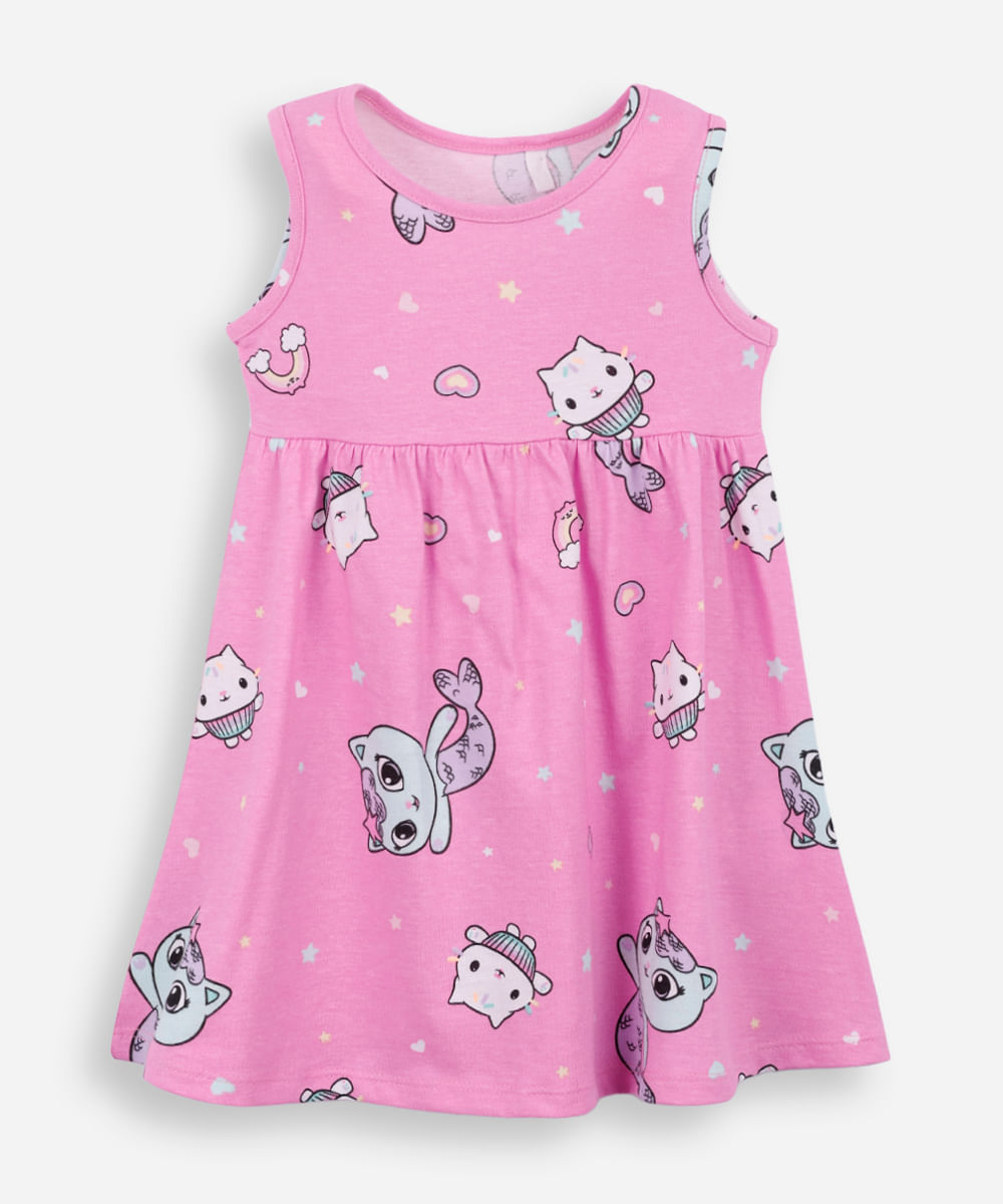 vestido infantil de algodão gabby - rosa