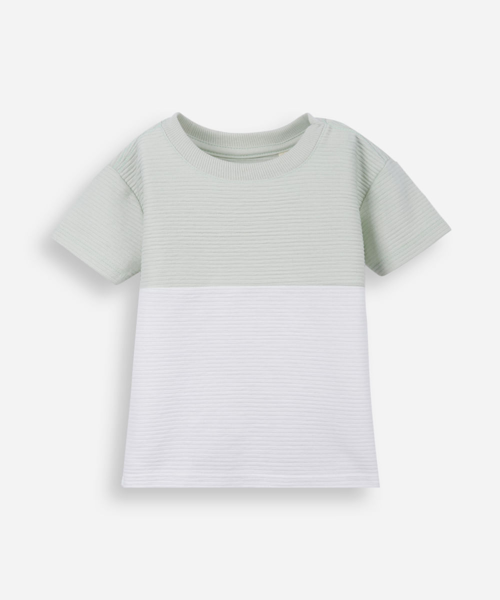 camiseta infantil texturizada bicolor verde