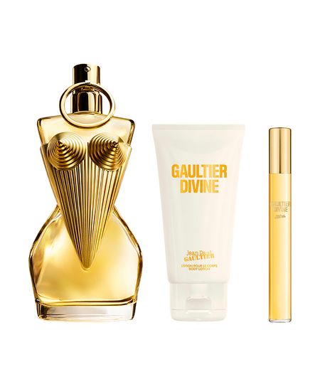 kit perfume feminino jean paul gaultier divine eau de parfum 10ml e 100ml creme corporal lotion pour le corps 75ml UNICO