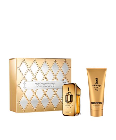 kit perfume masculino rabanne million gold eau de parfum intense 50ml e gel de banho 100ml UNICO