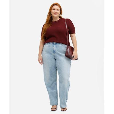 calça wide leg feminina jeans plus size azul