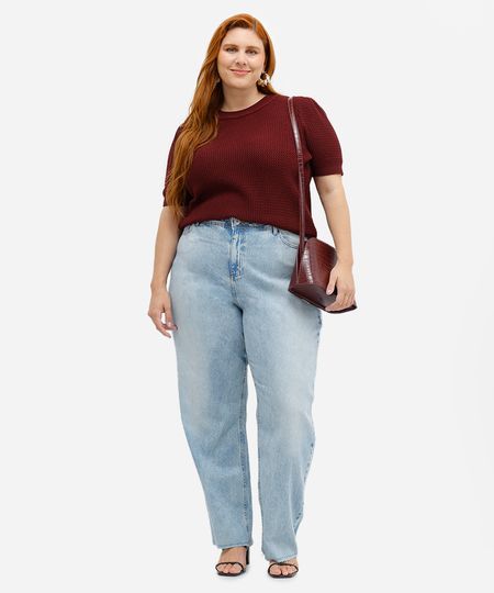 calça wide leg feminina jeans plus size azul 50 calça wide leg feminina jeans plus size azul 50