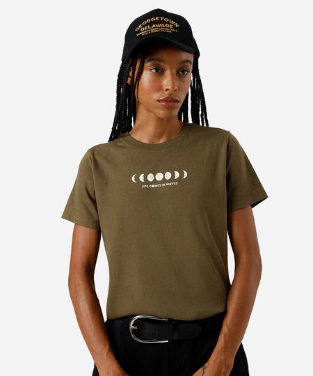 camiseta feminina de algodão waves verde PP