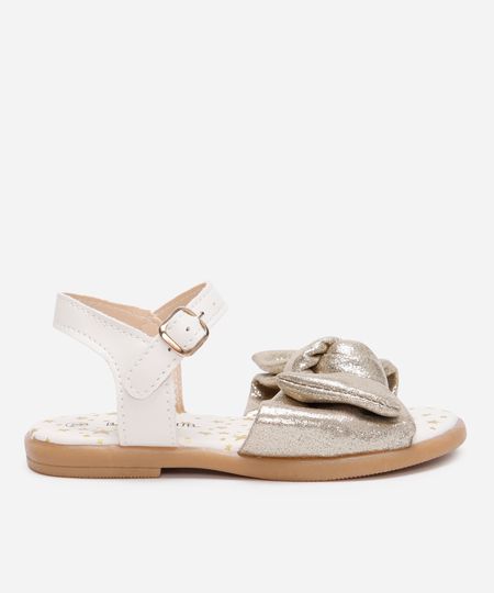 sandália infantil com laço metalizada dourada 25 sandália infantil com laço metalizada dourada 25