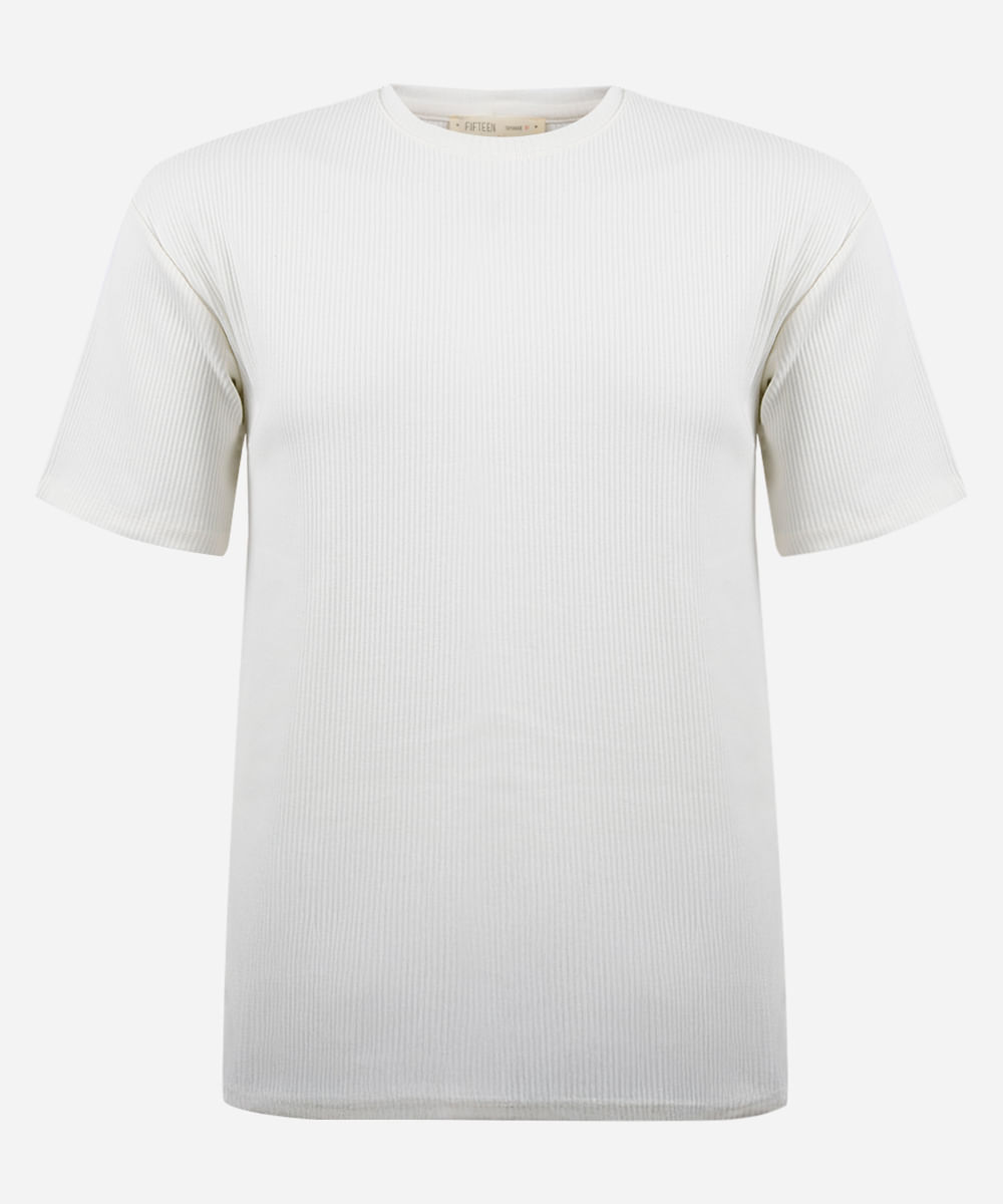 camiseta juvenil de algodão texturizada off white