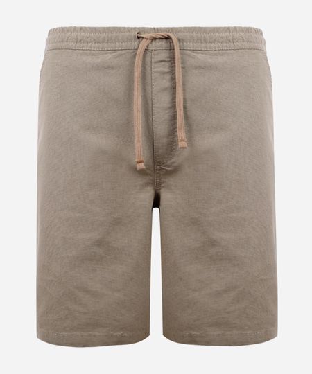 bermuda reta juvenil cós elástico texturizada bege 12 bermuda reta juvenil cós elástico texturizada bege 12