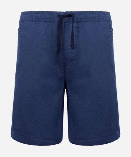 bermuda reta juvenil cós elástico texturizada azul 12