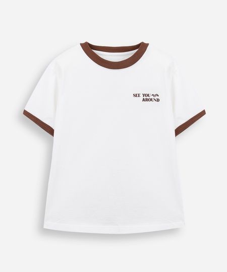camiseta infantil de algodão estampada off white 6