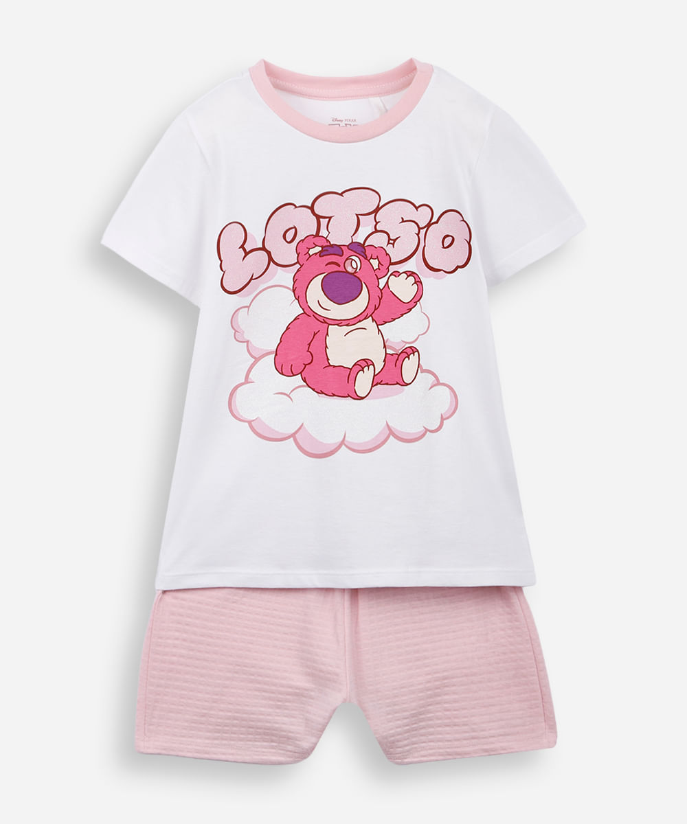 pijama curto infantil lotso off white
