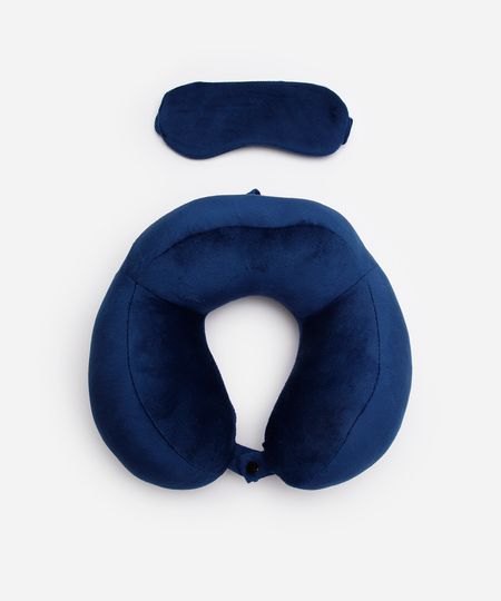 apoio de pescoço com máscara de dormir azul UNICO apoio de pescoço com máscara de dormir azul UNICO
