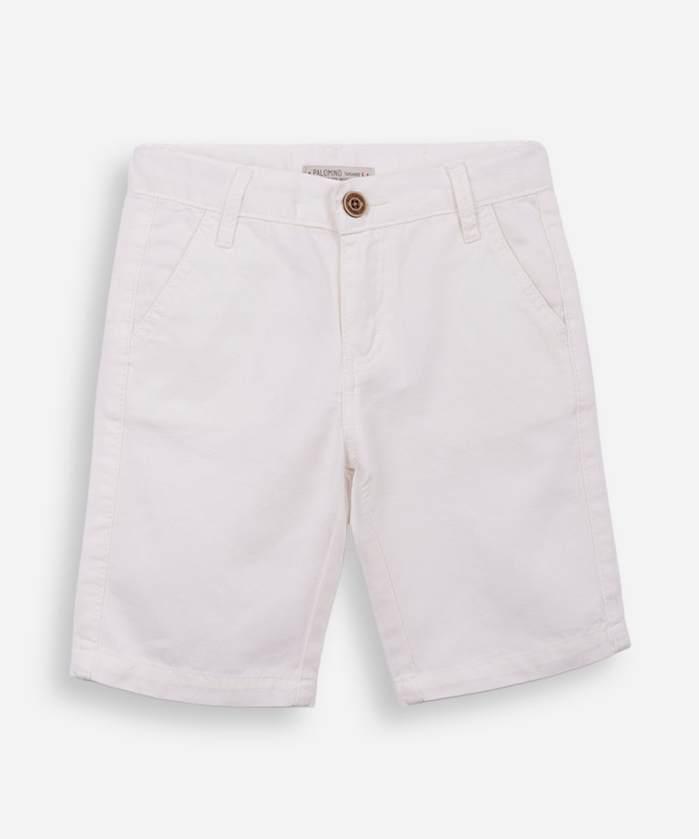 bermuda de sarja infantil bolso chino off white