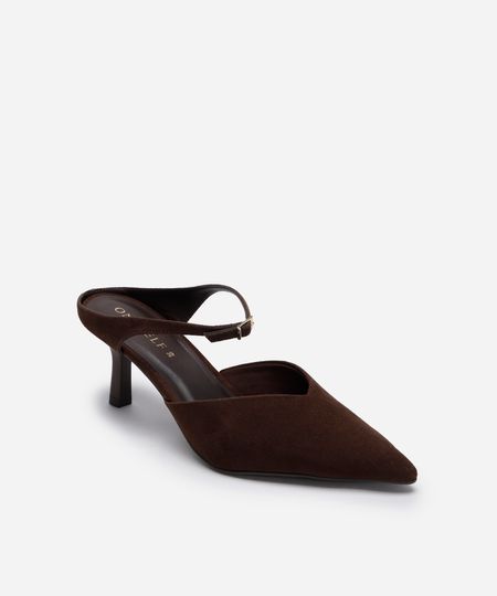 mule scarpin salto fino texturizado oneself marrom 36