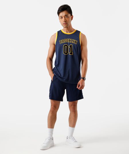 bermuda masculina com recorte lateral esportiva ace azul GG