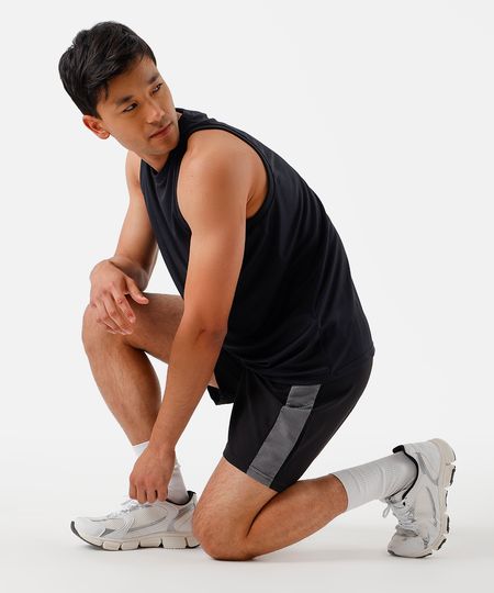 bermuda masculina com recorte lateral esportiva ace preta G