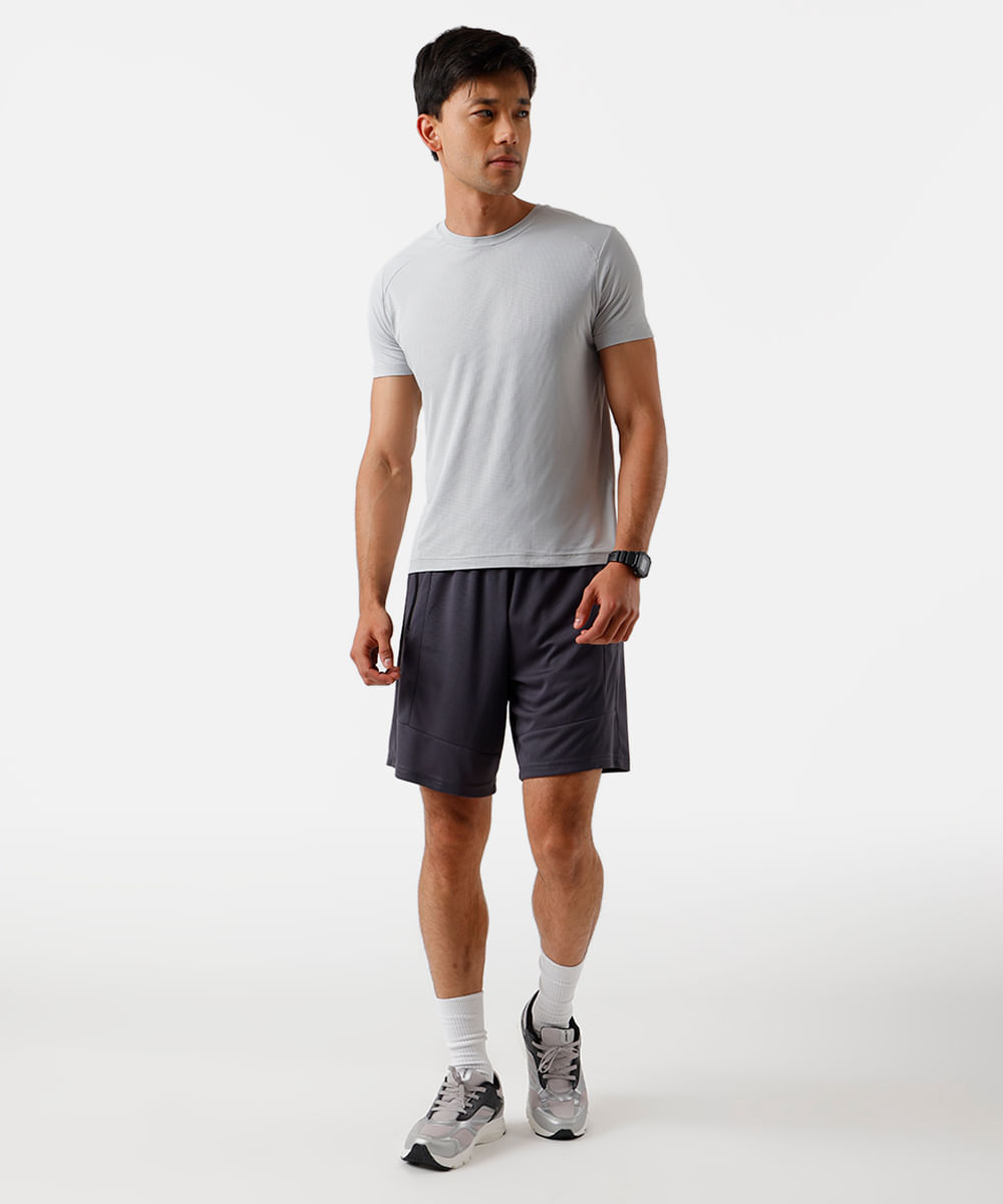 bermuda masculina com recorte esportiva ace cinza