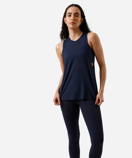 regata feminina de poliamida esportiva ace com recorte azul P regata feminina de poliamida esportiva ace com recorte azul P