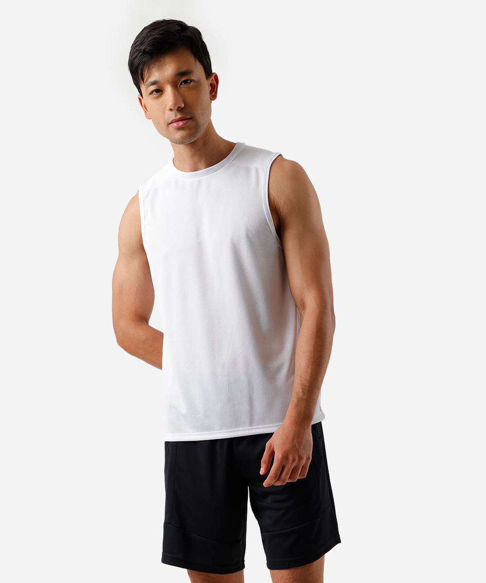regata machão masculina esportiva ace com recorte branca
