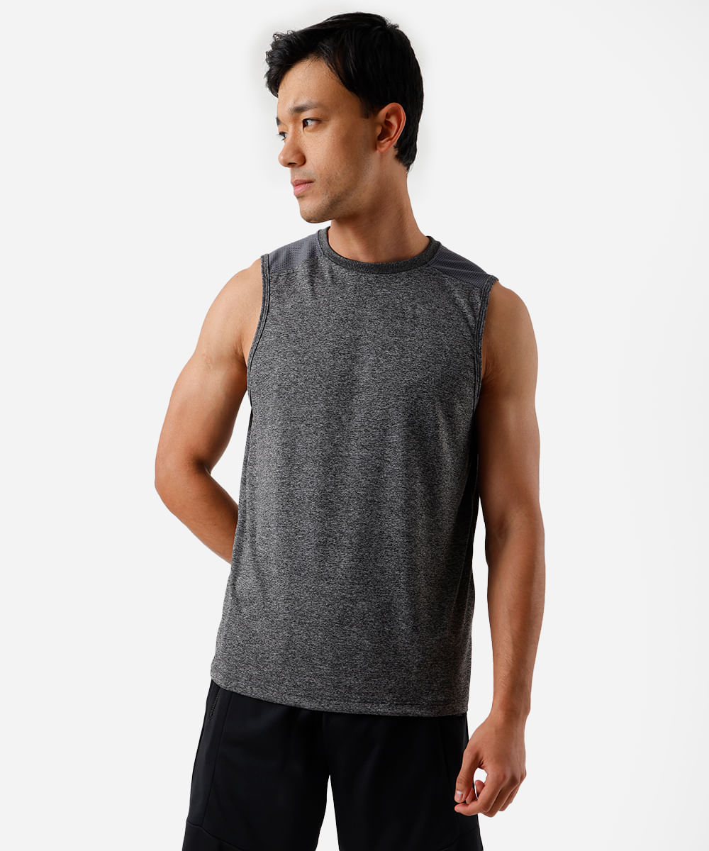regata machão masculina esportiva ace com recorte cinza