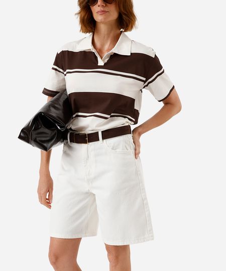 bermuda feminina de sarja cintura média off white 36 bermuda feminina de sarja cintura média off white 36