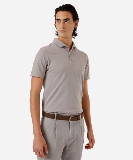 polo slim masculina manga curta cinza P polo slim masculina manga curta cinza P