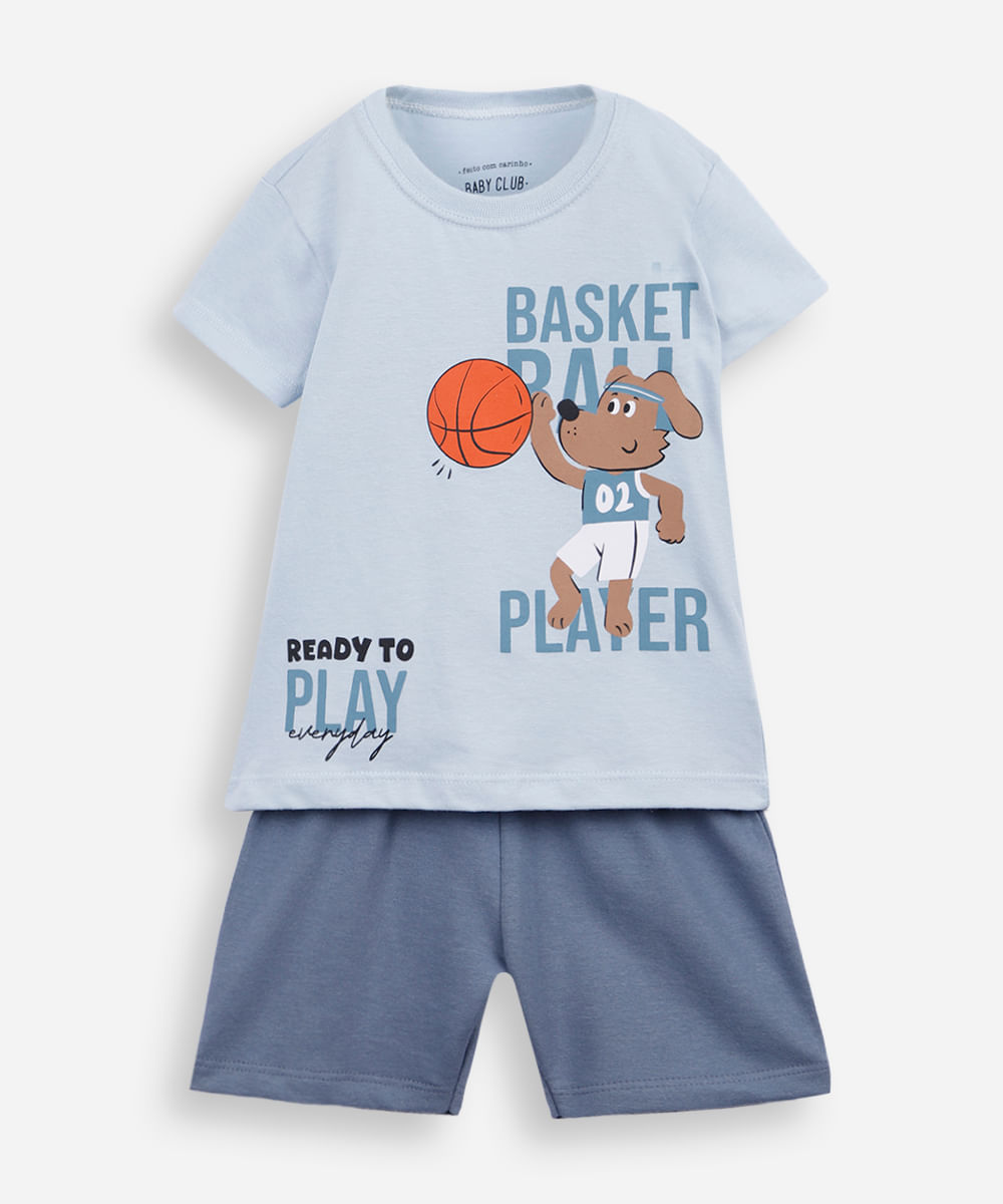 Vista 2 conjunto infantil curto cachorro esportivo azul C&A AZUL NUVEM C&A AZUL NUVEM