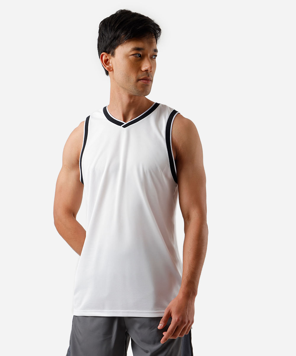 regata basquete masculina esportiva ace gola v branca