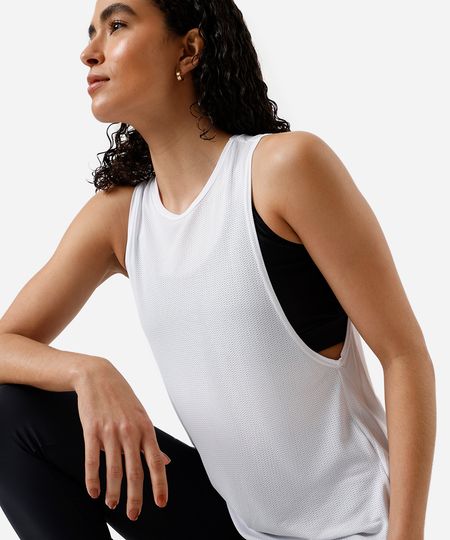 regata feminina de poliamida esportiva ace com recorte branca P