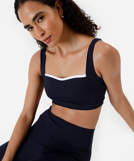 top feminino esportivo ace decote coração azul M