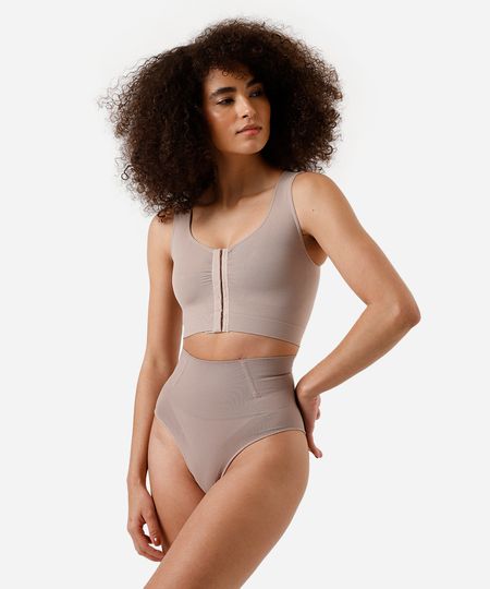 calcinha modeladora feminina cintura alta plié bege P