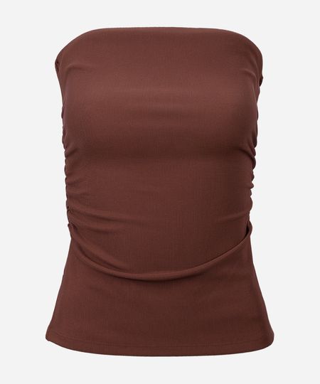 blusa juvenil sem alça franzida marrom 10