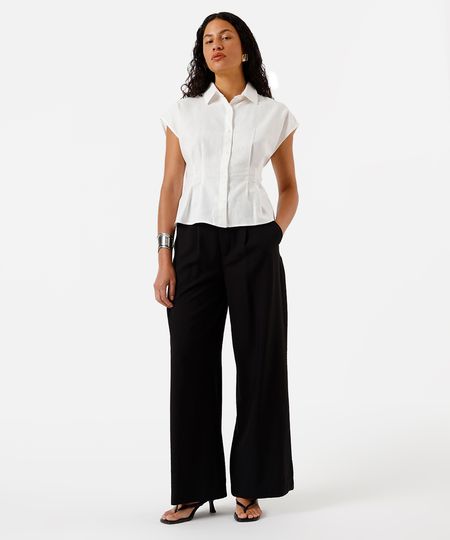 calça de alfaiataria feminina com viscose e cinto preta 44 calça de alfaiataria feminina com viscose e cinto preta 44