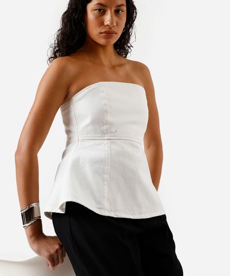 blusa sem alça feminina de sarja off white M