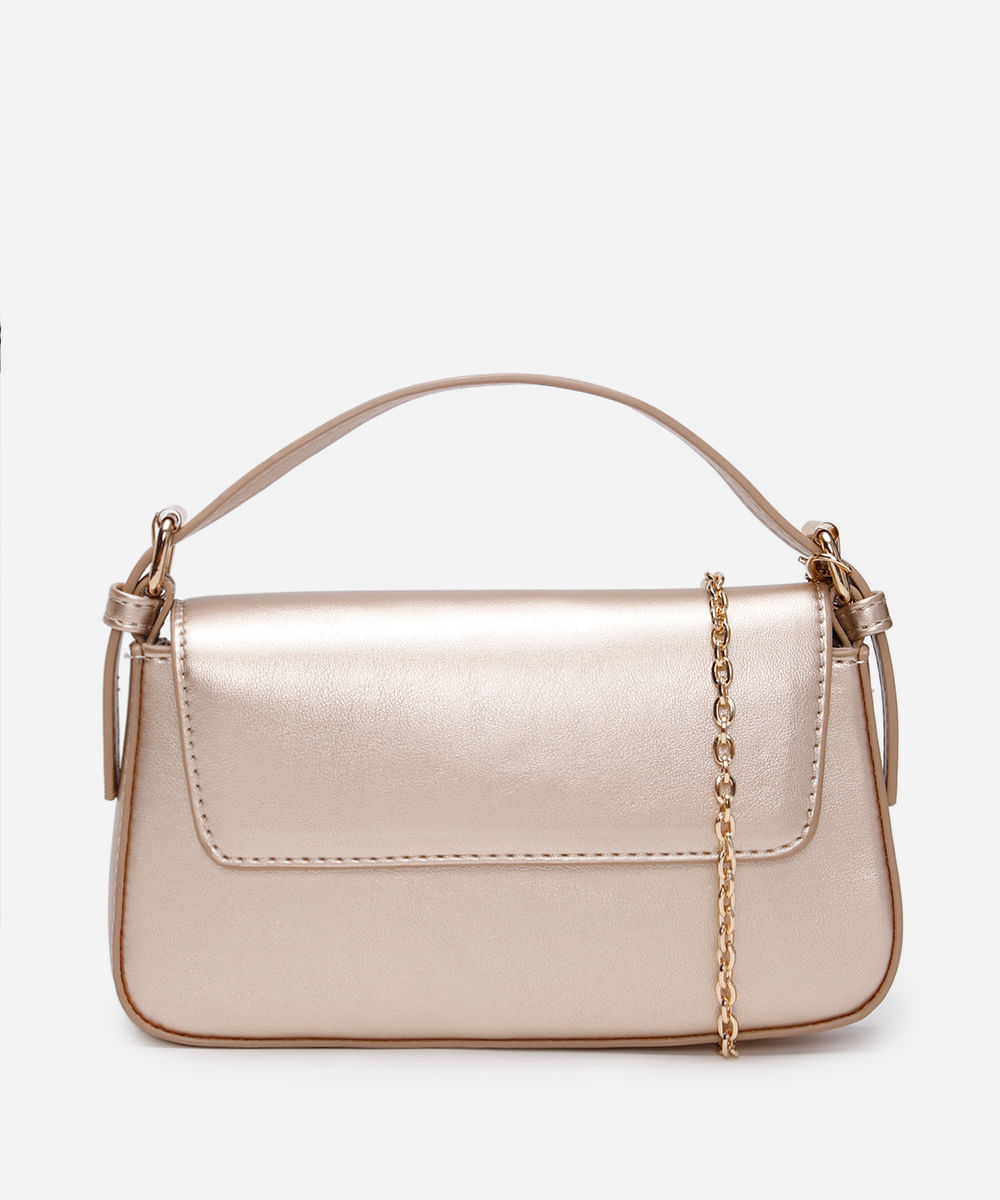 bolsa transversal estruturada com alça de corrente dourada