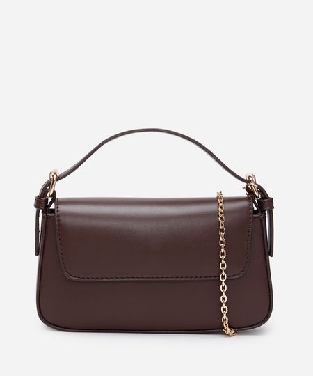 bolsa transversal estruturada com alça de corrente marrom UNICO bolsa transversal estruturada com alça de corrente marrom UNICO