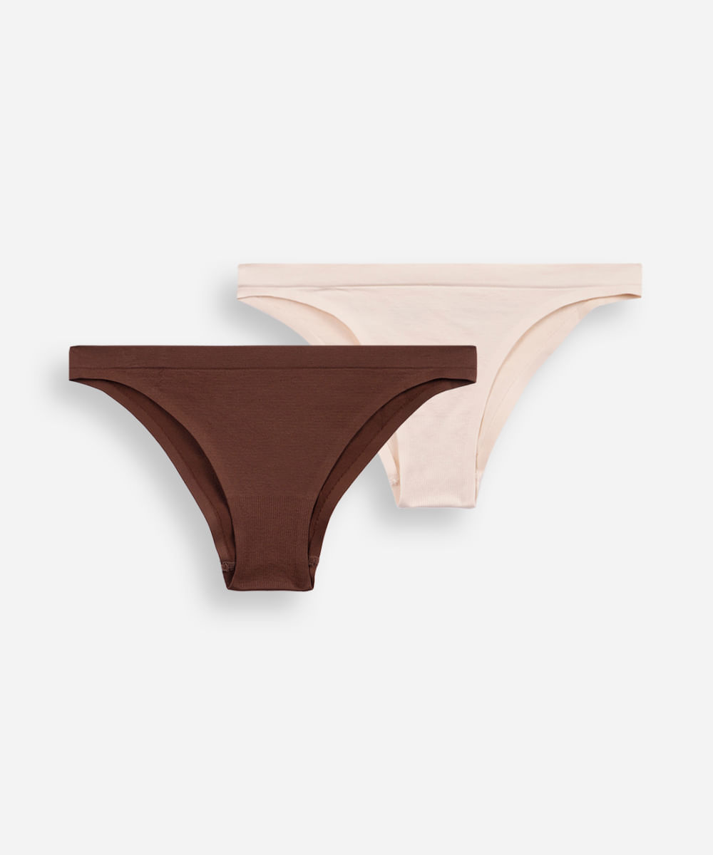 Vista 2 kit de 2 calcinhas biquíni sem costura colorido C&A SORTIDO (KIT) C&A SORTIDO (KIT)