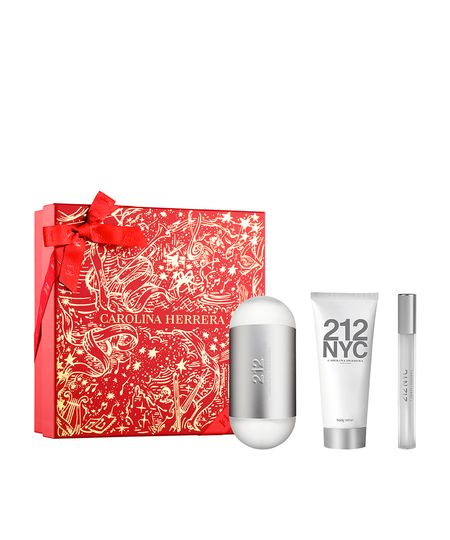 kit perfume feminino carolina herrera 212 nyc eau de toilette 10ml e 100ml loção hidratante corporal 100ml UNICO
