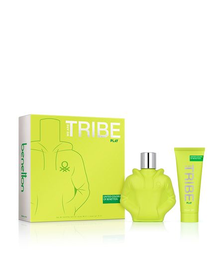 kit perfume masculino benetton united colors we are tribe play eau de toilette 90ml e gel de banho 75ml UNICO