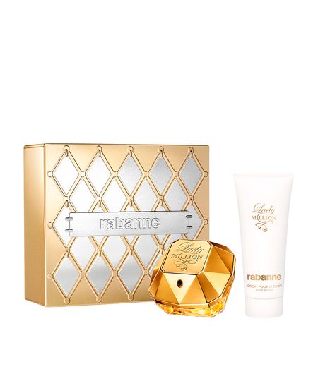 kit perfume feminino rabanne lady million eau de parfum 80ml e creme corporal 100ml UNICO kit perfume feminino rabanne lady million eau de parfum 80ml e creme corporal 100ml UNICO