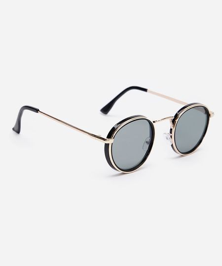 óculos de sol redondo triton unissex dourado UNICO