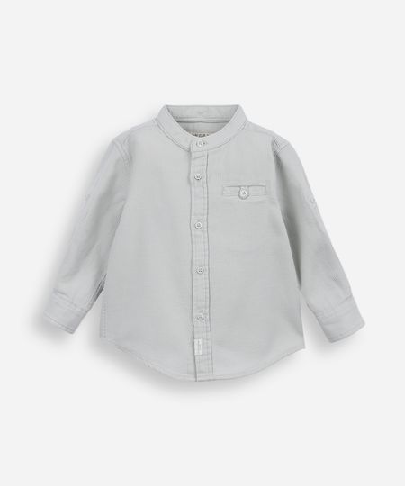 camisa infantil de algodão gola padre texturizada verde 4 camisa infantil de algodão gola padre texturizada verde 4