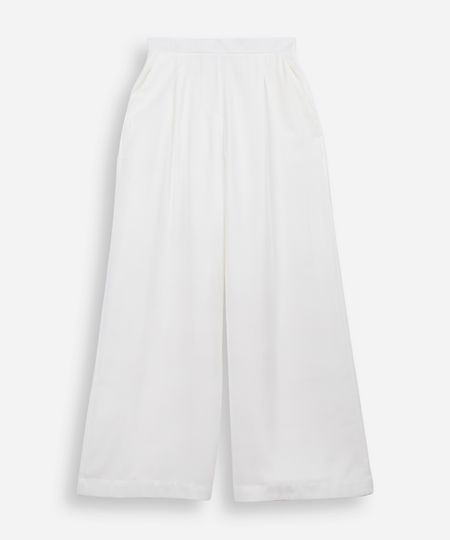 calça wide leg juvenil com viscose cós elástico off white 10 calça wide leg juvenil com viscose cós elástico off white 10