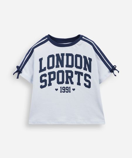 camiseta infantil de algodão estampada com laço azul 8 camiseta infantil de algodão estampada com laço azul 8