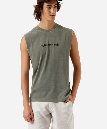 regata machão masculina de algodão estampada verde PP regata machão masculina de algodão estampada verde PP