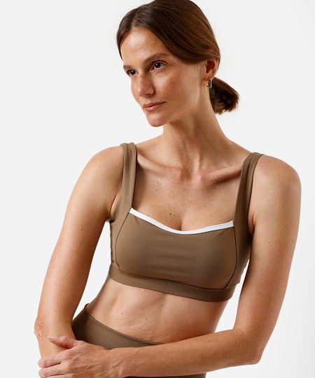 top feminino esportivo ace decote coração marrom P