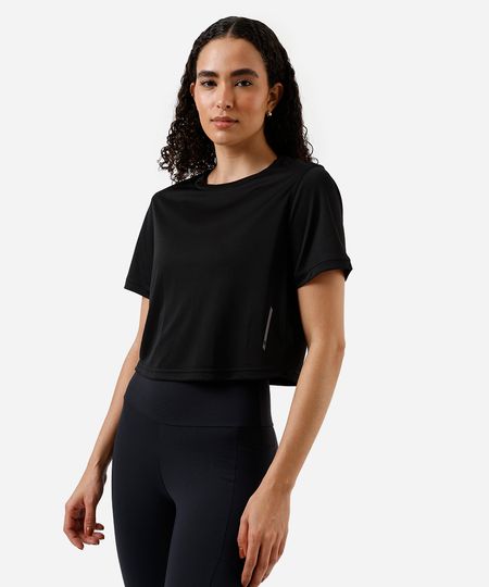 cropped feminino esportivo ace com refletivos preto M cropped feminino esportivo ace com refletivos preto M