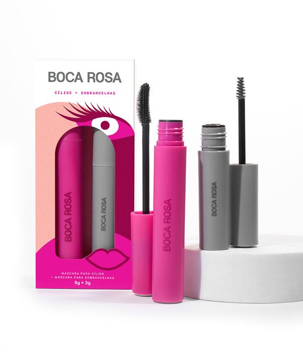 kit boca rosa máscara de cílios e máscara de sobrancelha UNICO