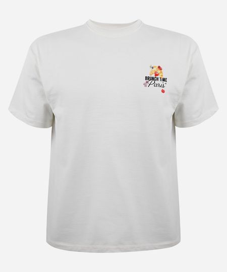 camiseta juvenil de algodão lover croissant off white 14