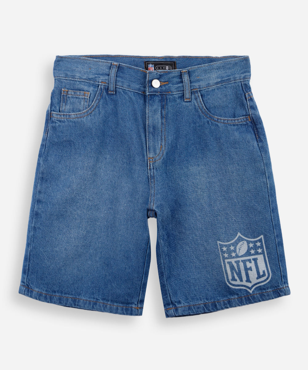 bermuda jeans infantil nfl azul