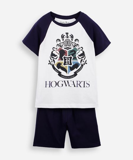 pijama curto infantil de algodão harry potter off white 6 pijama curto infantil de algodão harry potter off white 6