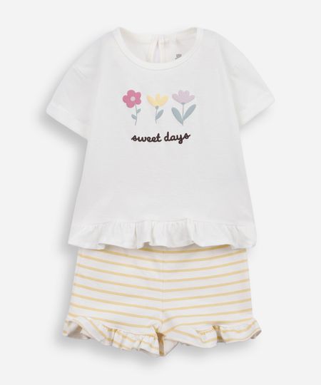 conjunto infantil de algodão estampado amarelo 3-6 conjunto infantil de algodão estampado amarelo 3-6